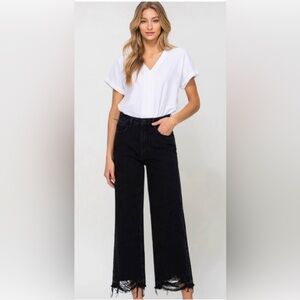 Vervet distressed Wide Leg Black Jeans.